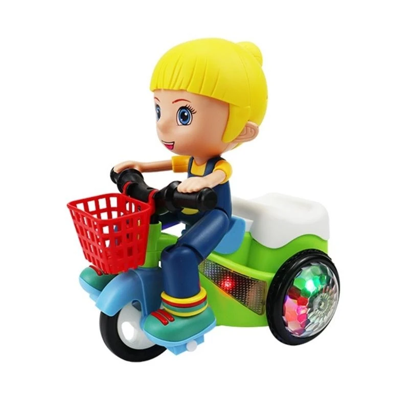 Toddler Stunt Motorcycle Toy Rotation Musical Tricycle Toy for Child Boys Girls with Luminous Light Kids Christmas Gift 15UB