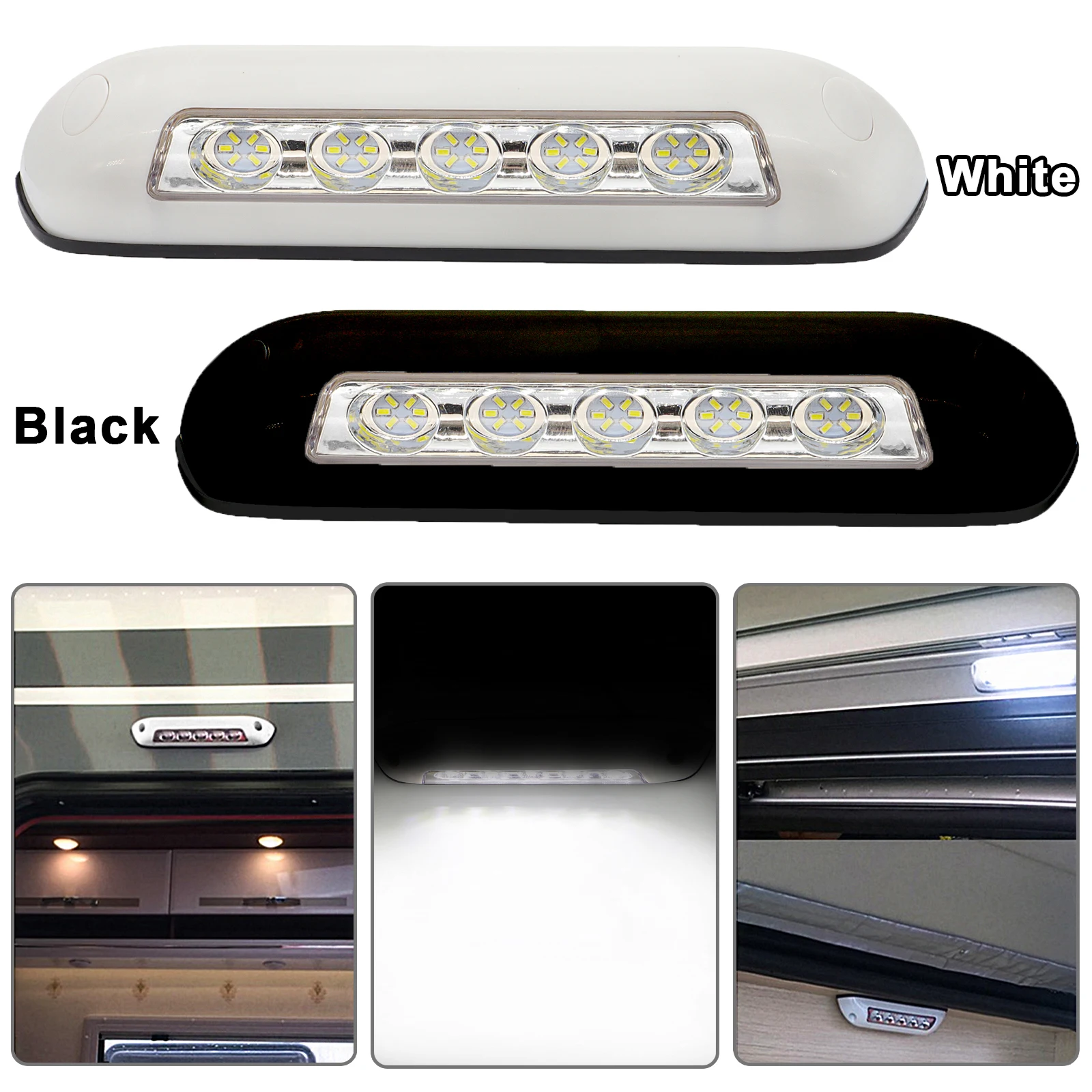 Universal Awning Porch LED Light 6500K 12V  Waterproof Outdoor Camping Exterior Bar Lamp Boat RV Caravan Motorhome White Black