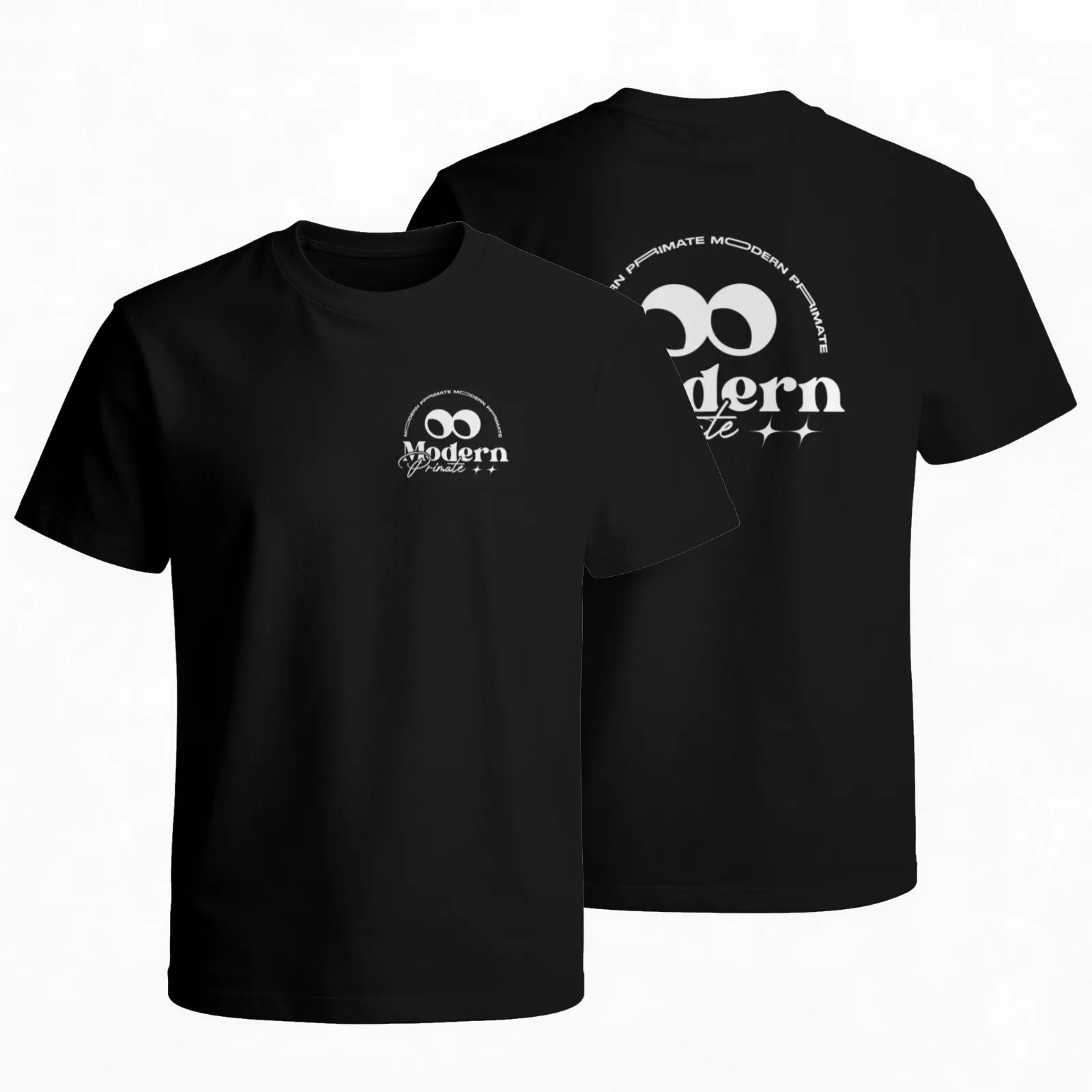 Modern Primate Eyes Graphic Print Cotton T-shirt Short Sleeve Crew Neck Daily Wear Tee Unisex Double Sides Printed
