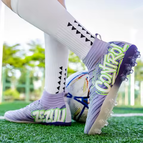 Men New FG Football Boots Sneakers Field Tenis Resistant Long Spikes Male Soccer Shoes Breathable Ankle Football Shoes Match