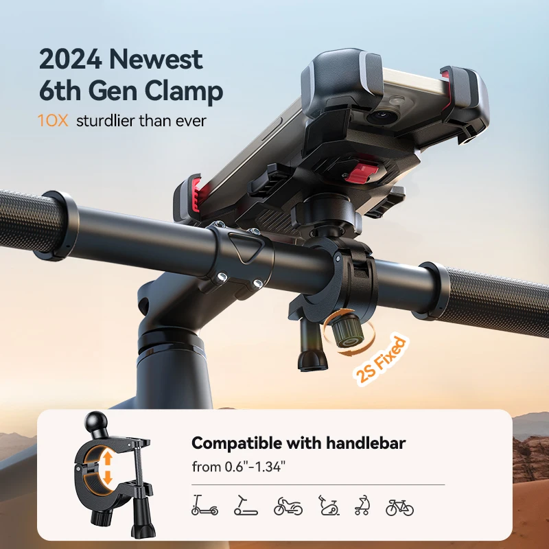 Joyroom Uchwyt rowerowy na telefon 360° Uniwersalny uchwyt rowerowy na telefon do stojaka na telefon komórkowy 4,7-7 cali Uchwyt odporny na wstrząsy Klips GPS — zdjęcie produktu 5