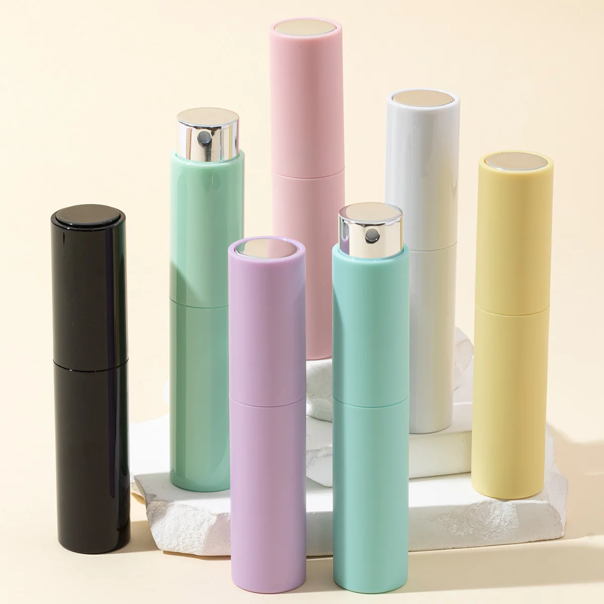 1PC Premium 10ml Rotating Perfume Spray Bottle - Portable, Replenishing and Odorless ABS Plastic Dispenser