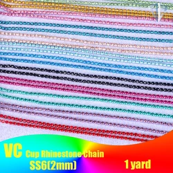 VC 1 Yard 39 Colors Claw Rhinestone SS6 Crystal Tassel Diy Clothes Earring Accessories Beads Diamond Cup Rhinestone Chain