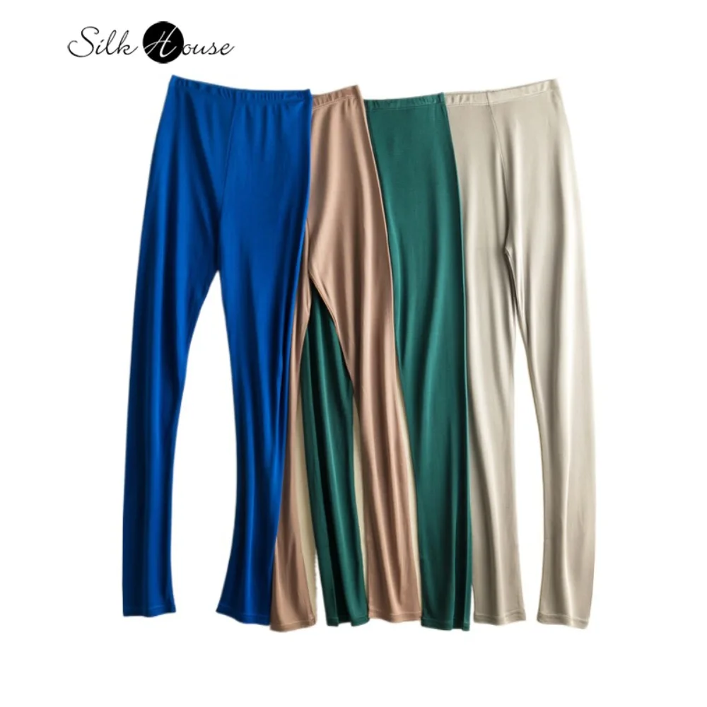 ملابس نسائية موضة خريف وشتاء 2025 23% حرير التوت الطبيعي بقصة ضيقة قابلة للتنفس لرفع الورك سراويل مرنة #1