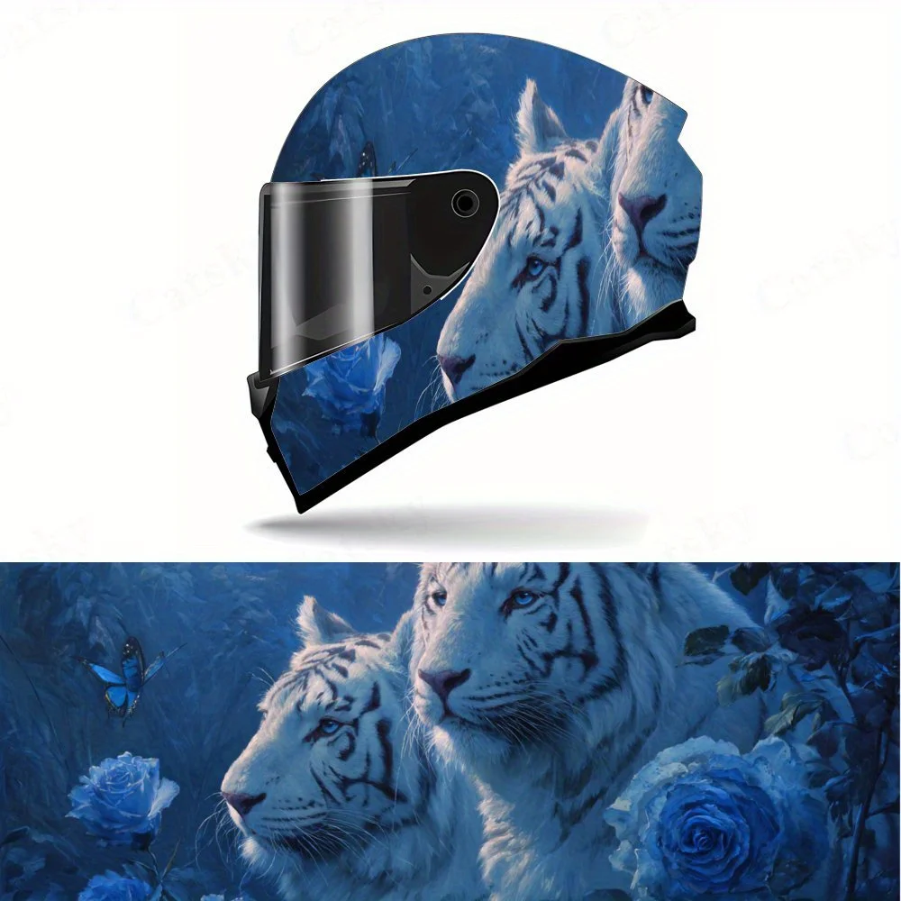 

Stunning Snow - white Tiger Motorcycle Helmet PVC Protective Sticker, Motorcycle Helmet Exterior Decorative Accessory, Waterproo