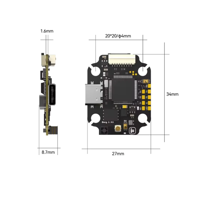 ชุดควบคุมการบิน iFlight Borg 5S RX พร้อมตัวควบคุมการบิน Borg 5S RX FC / Borg 60RS ESC สำหรับอะไหล่แข่ง FPV