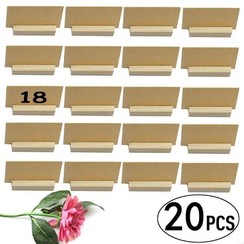 77JA 20PCS Tên gỗ tự nhiên Memo clip ảnh có danh sách trang web dành cho máy tính để bàn