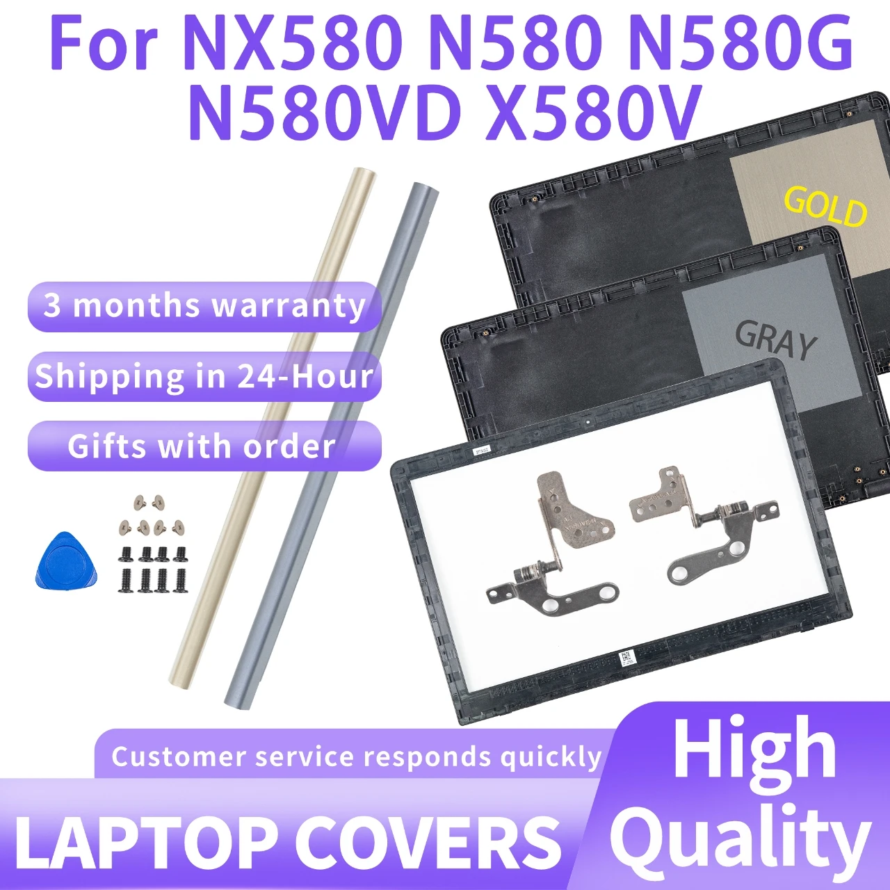 

Для VivoBook N580 N580G N580V X580V N580VD X580VE X580VD N580VE пластиковая задняя крышка ЖК-дисплея, сменные петли 15,6 дюйма