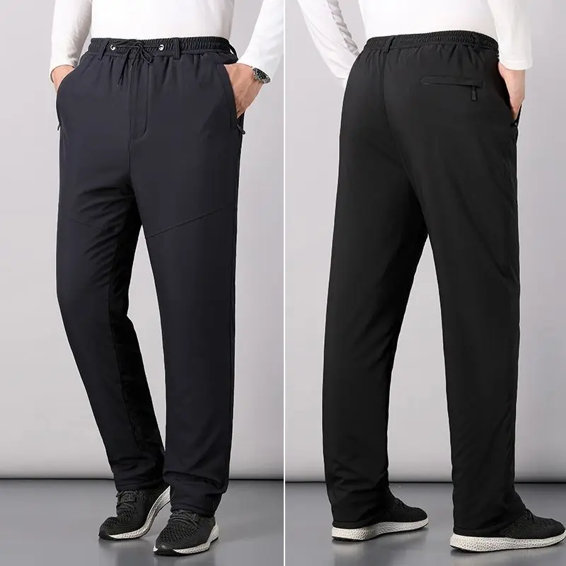 

Solid Colors Classic Style Men's Brown Business Straight Casual Pants Solid Stretch Cotton High Waist Trousers Male Brand X52