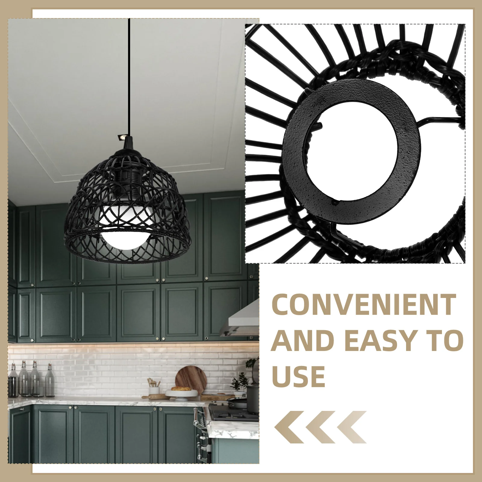 

Small Imitation Rattan Lampshade Woven Pendant Shade for Kitchen Bar Tea Room Decorative Lighting Fixture Home Hotel Restaurant