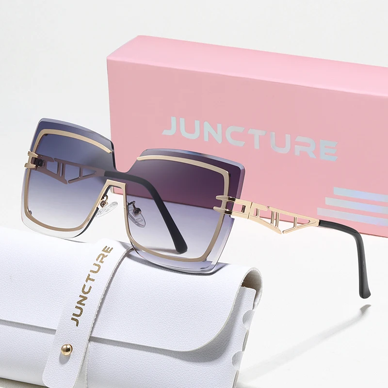 Juncture moda feminina óculos de sol vestir óculos de sol grande quadro gradiente senhora óculos festa presentes do feriado óculos de sol para mulher