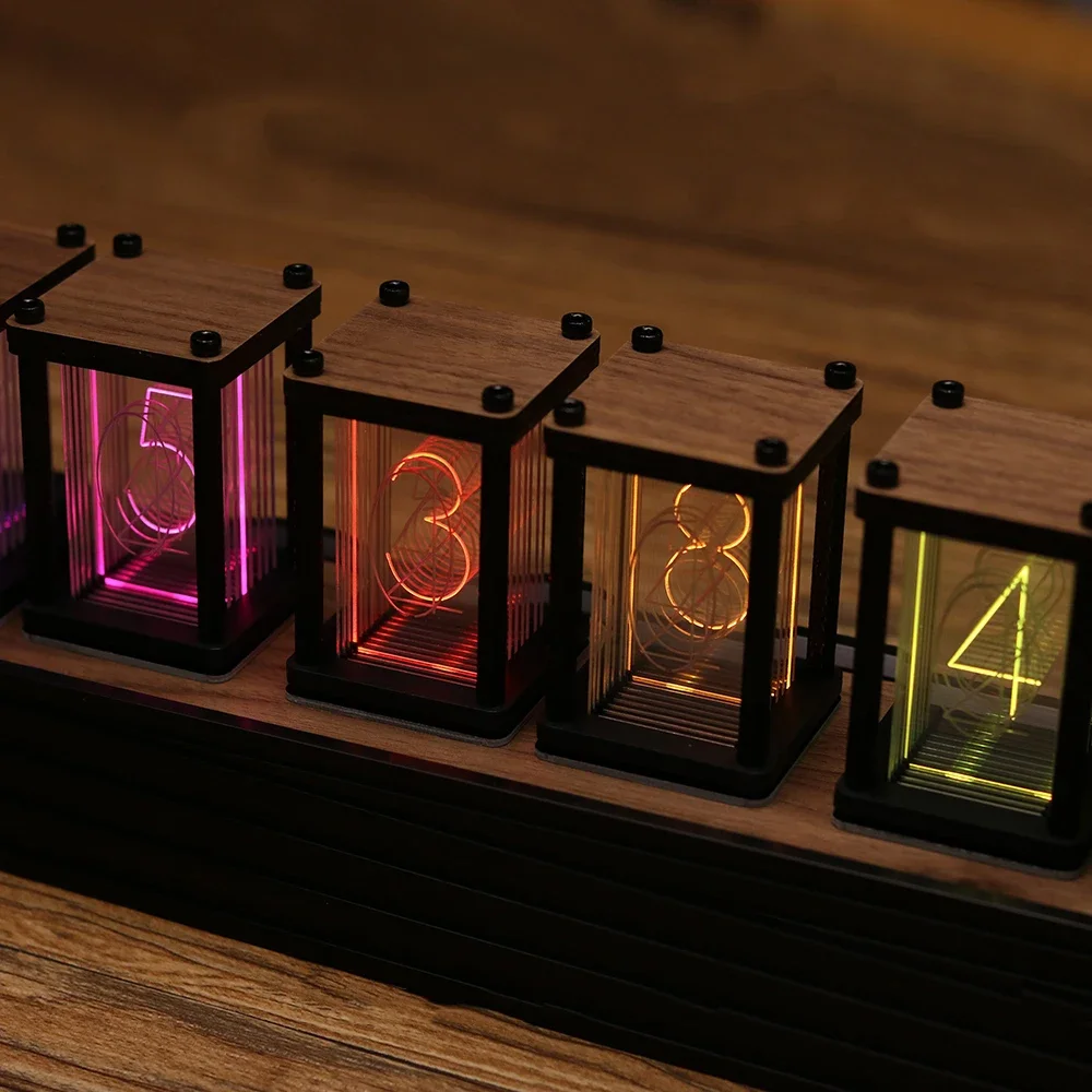 Luxury Glow Tube Clock DIY Nixie Tube Kit Led Wood Retro Table Clock Desktop RGB Digital Watch Desk Clock Light Gift Ideas