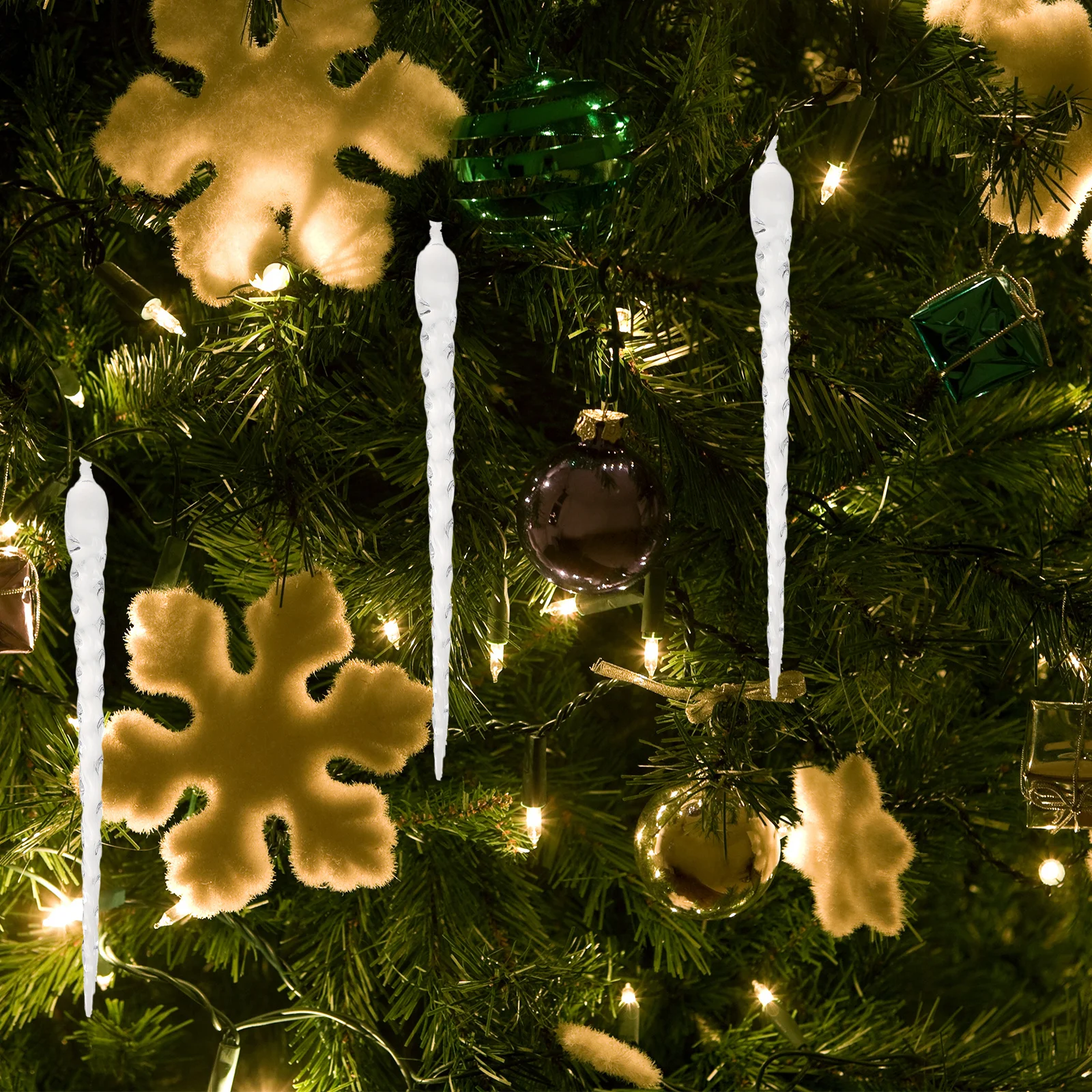 

13pcs Ice Hanging Crystal Light Pendants For Christmas Tree Wedding Party Garden Home Holiday Winter Outdoor Decor