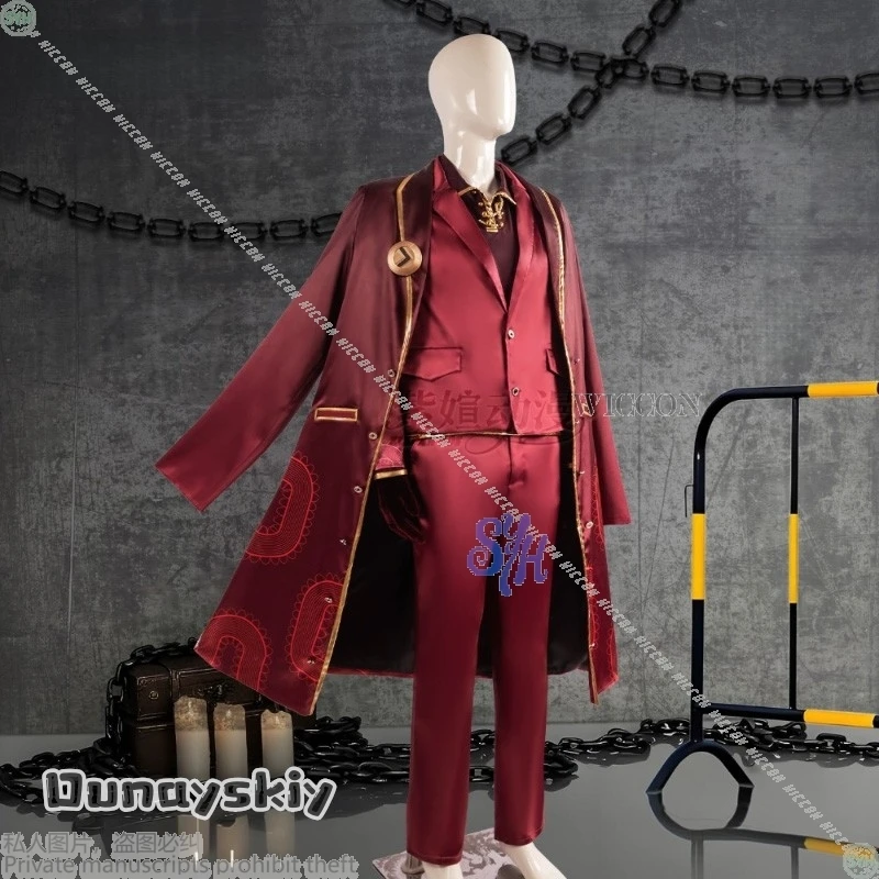 ชุดคอสเพลย์ตัวละครเล่ยเหิงจากอนิเมะเกม Limbus Company {BankaiMode} ชุดยูนิฟอร์มสุดหล่อแบบพ่อ  เสื้อโค้ทยาวสีแดงเข้ม พร้อมเสื้อกั๊ก ชุดสูท วิกผม สำหรับฮาโลวีน