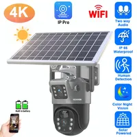 4K Solar Wifi PTZ IP Security Camera Auto Tracking Outdoor Dual Lens Color Night Vision Wireless CCTV Surveillance Camera 8MP