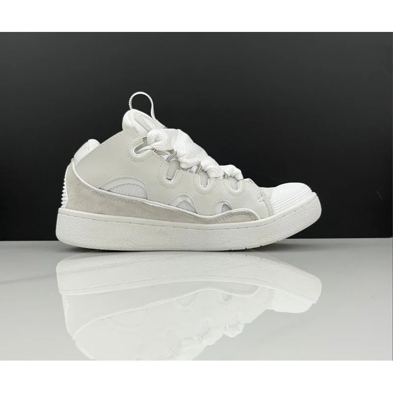 Leren sport- en vrijetijdsschoenen met veters voor heren en dames, retro boardschoenen, nieuwe papa-schoenen