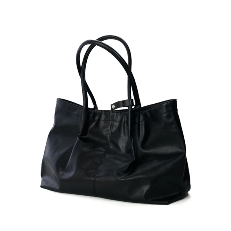 Weiche Tragetasche, Damen-Schultertasche aus Kunstleder mit großer Kapazität, einfarbig, mit Magnetverschluss, vielseitige Freizeit- und Pendler-Handtasche – Detail 3