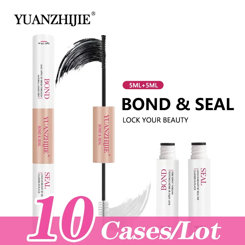 10cases/lot YUANZHIJIE 10ML Waterproof Fast Drying Double Head Bond and Seal Long Lasting Eyelash Glue Latex Free Mascara Makeup