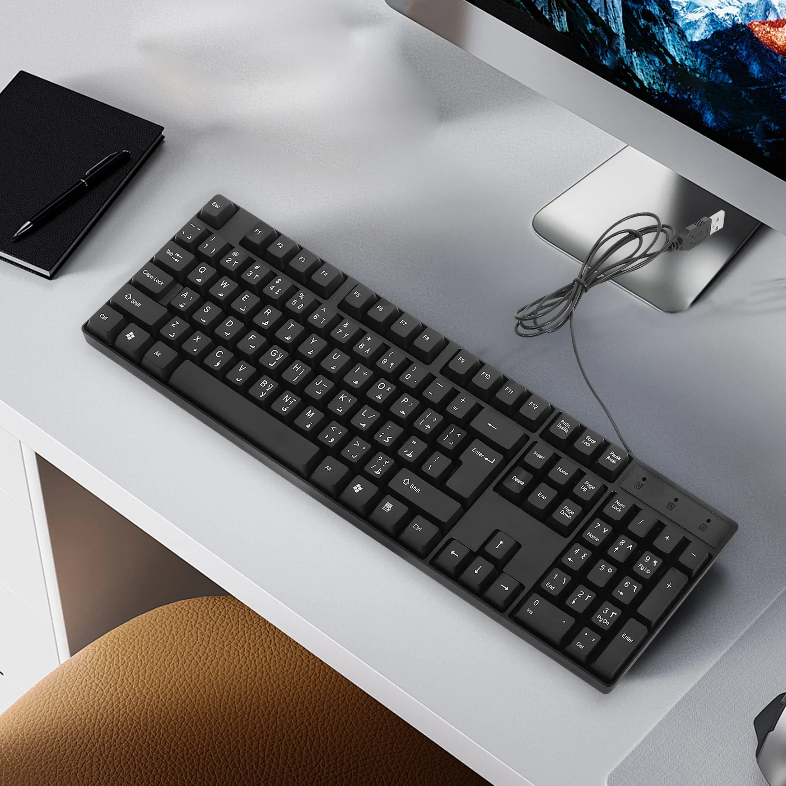 

Wired Keyboard Usb Powered Lightweight Durable For Office Work Gaming Laptop Desktop Computer Full Size With Numeric