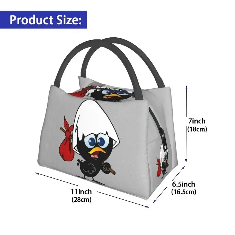 Cute Little Chicken Calimero Insulated Lunch Bags Women Waterproof Comic Cartoon Cooler Thermal Bento Box Office Picnic Travel