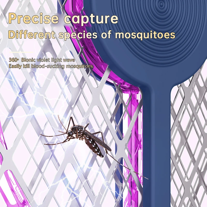 Hang Usb Elektrische Mug Swatter Outdoor 3000V Bug Zapper 180 Graden Opvouwbare Mosquito Racket Huishoudelijke Ultraviolet Fly Swatte