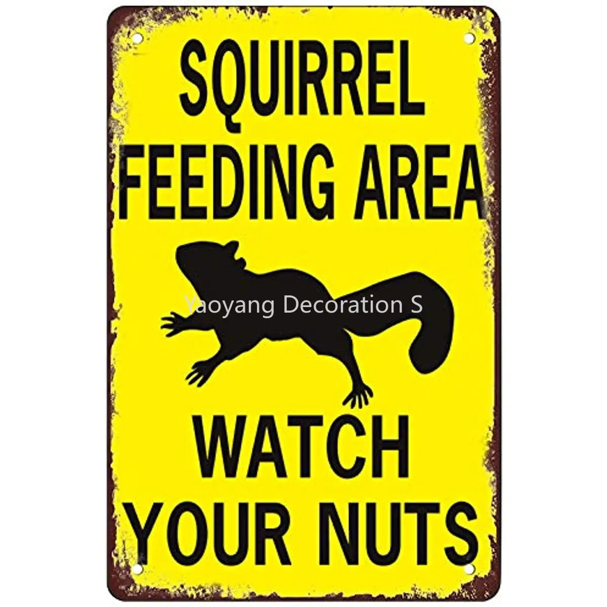 

Retro Funny Metal Sign Sheet Signs Tin Sign Squirrel Feeding Area Watch Your Nuts outdoor Home Wall Decoration Vintage Classics