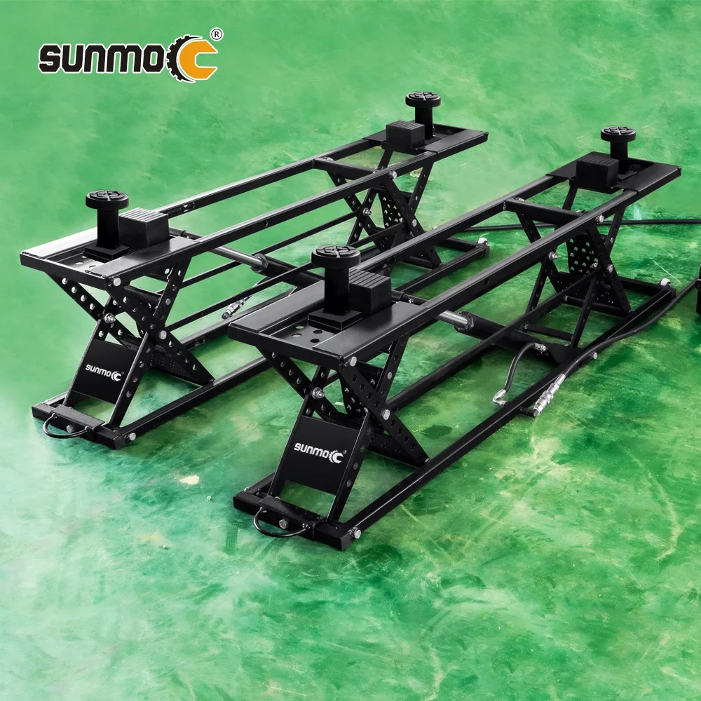 Portable Mid Rise 5000lbs Double Cylinder Hydraulic Scissor Car Lift 434mm Max Height 220V/110V Power Supply