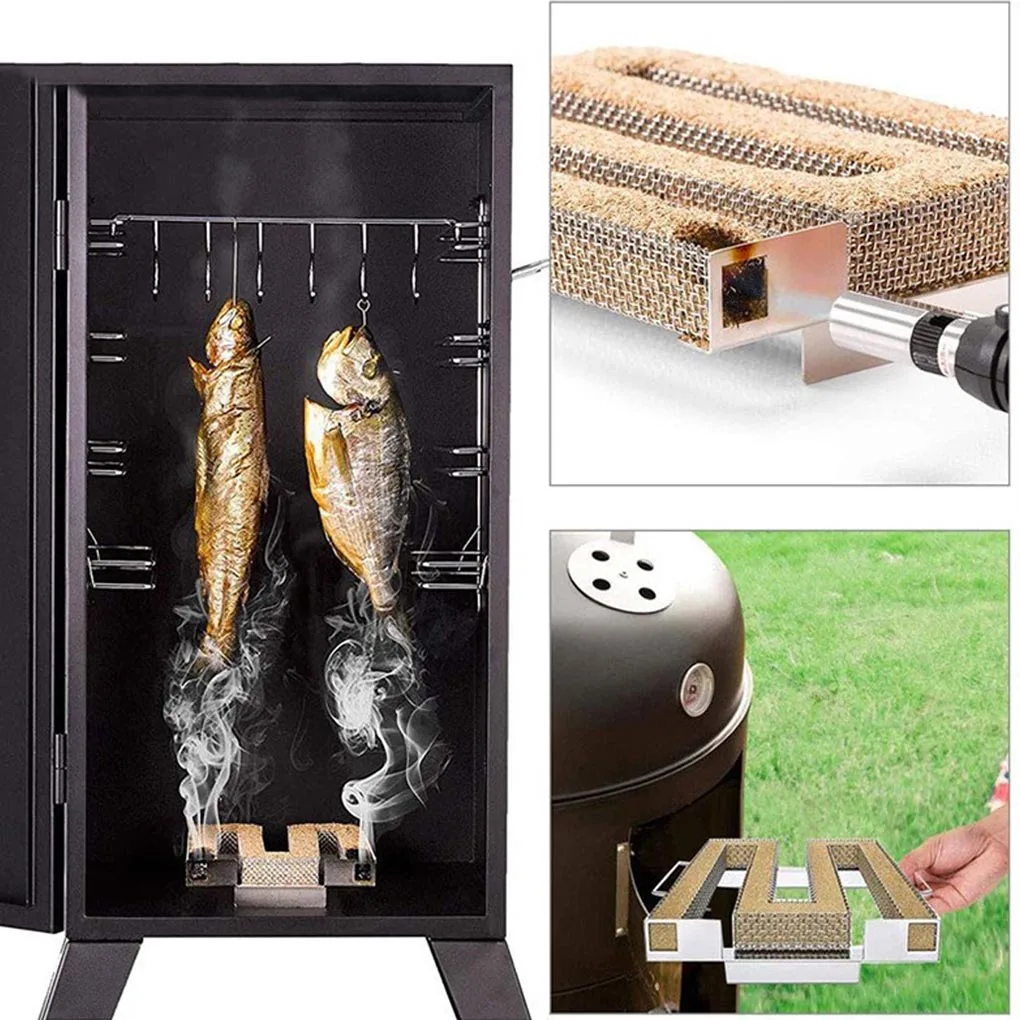 

Stainless Steel Cold Smoke Generator Charcoal Barbecue Round Meshes Apple Wood Chips Smoker BBQ Grill Accessories For Salmon