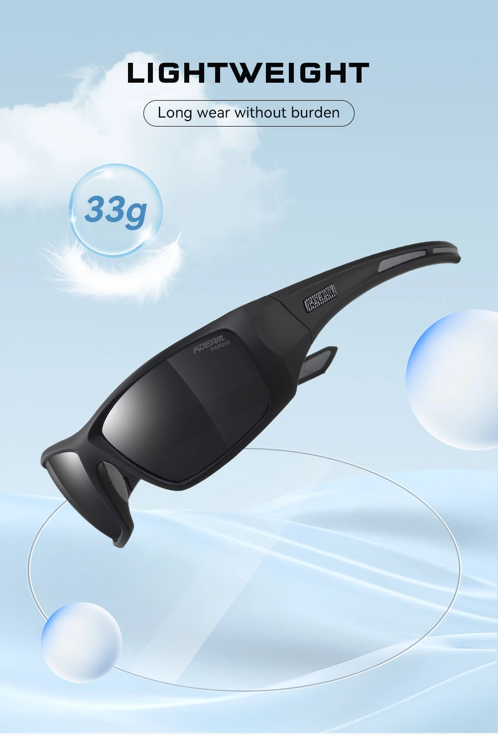 Kdeam Herren Fahrrads onnen brille polarisiert große Elastizität von tr90 Material Reit sonnenbrille 1,2mm Dicke Polarisation gläser – Detail 2