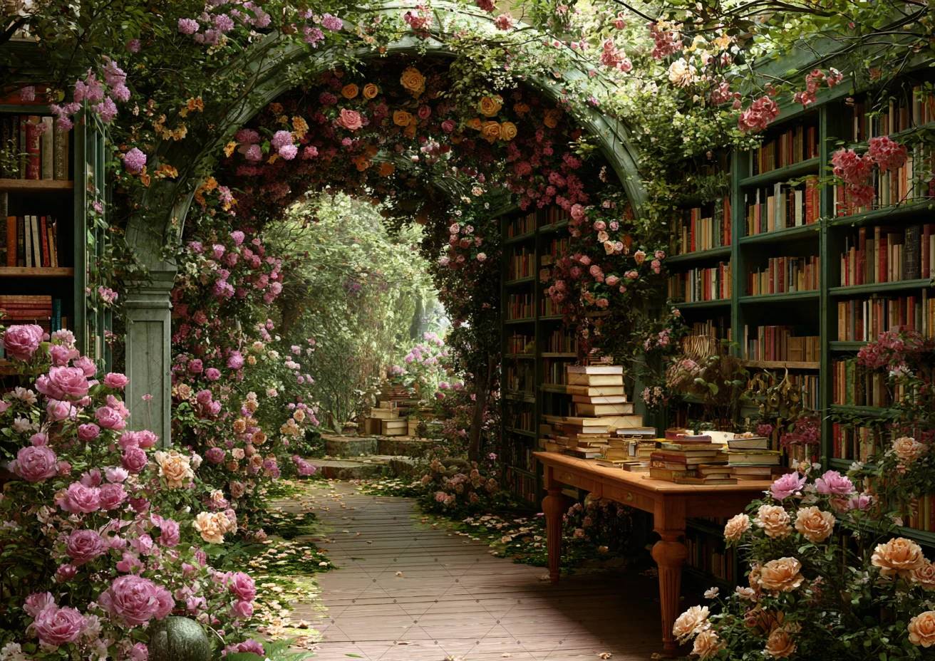 Bannière de fond de bibliothèque forestière, décorations de fête d'anniversaire, fournitures de fond de livre de forêt enchantée, accessoires de photographie