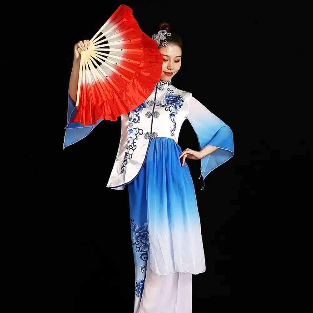 Hot Sell Long Imitation Belly Dancing Fan 26cm Long Silk Fans Peacock Silk Fans Dance Bamboo Fans