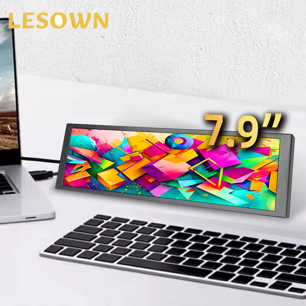 

LESOWN 7.9" Mini Stretched Monitor Horizontal Display AIDA64 Sensor Panel for Laptop Gaming Consoles Perfect for On-the-Go Use