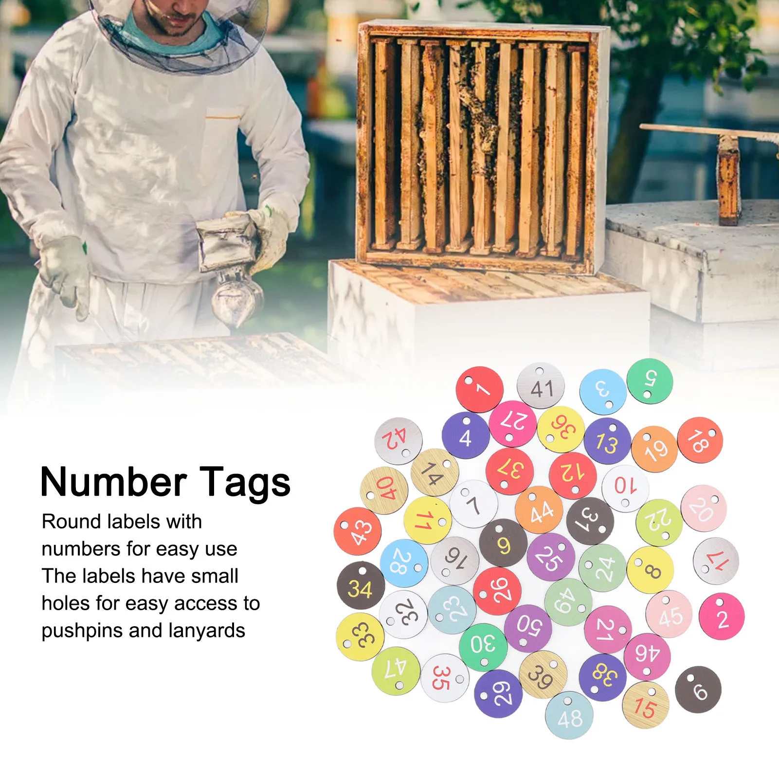 50Pcs Round Plastic Number Tags Plastic Number Labels for Beekeeping Livestock Farming Plastic Number Labels Plastic Number Tags