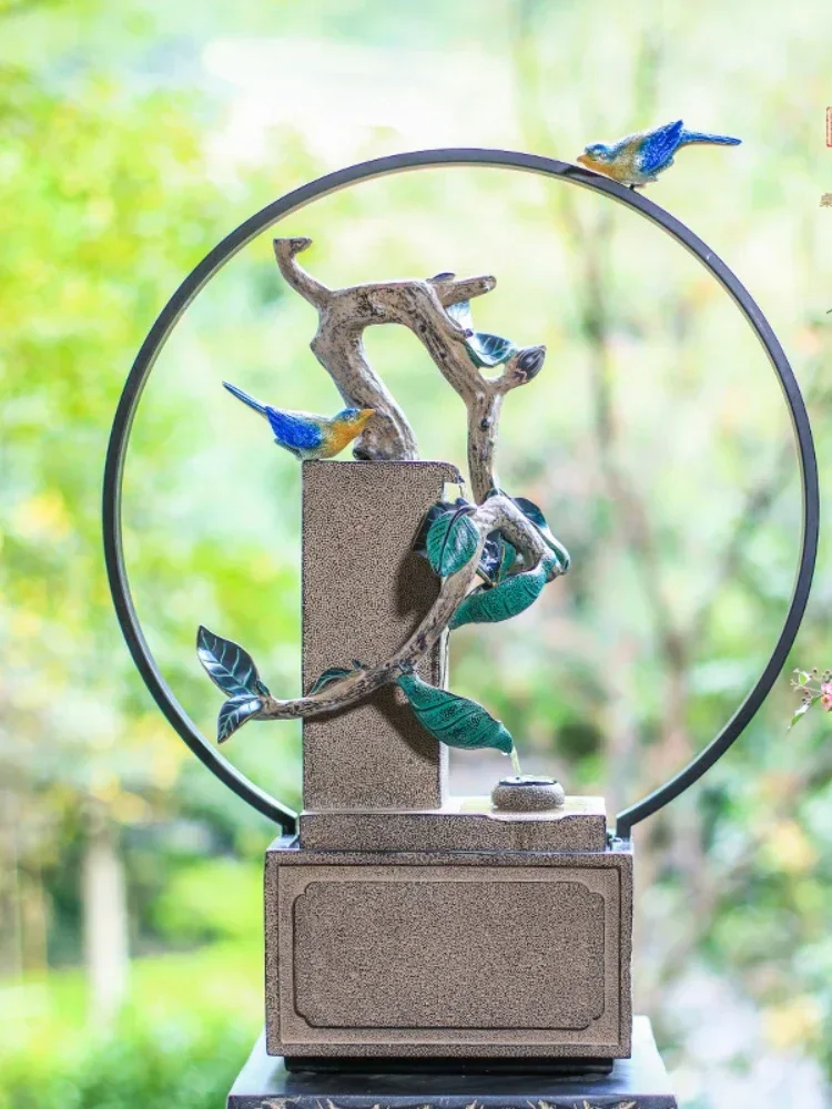 Montaña Artificial y fuente, decoración de paisaje acuático, planta bonsái, humidificador, mueble de TV, escritorio