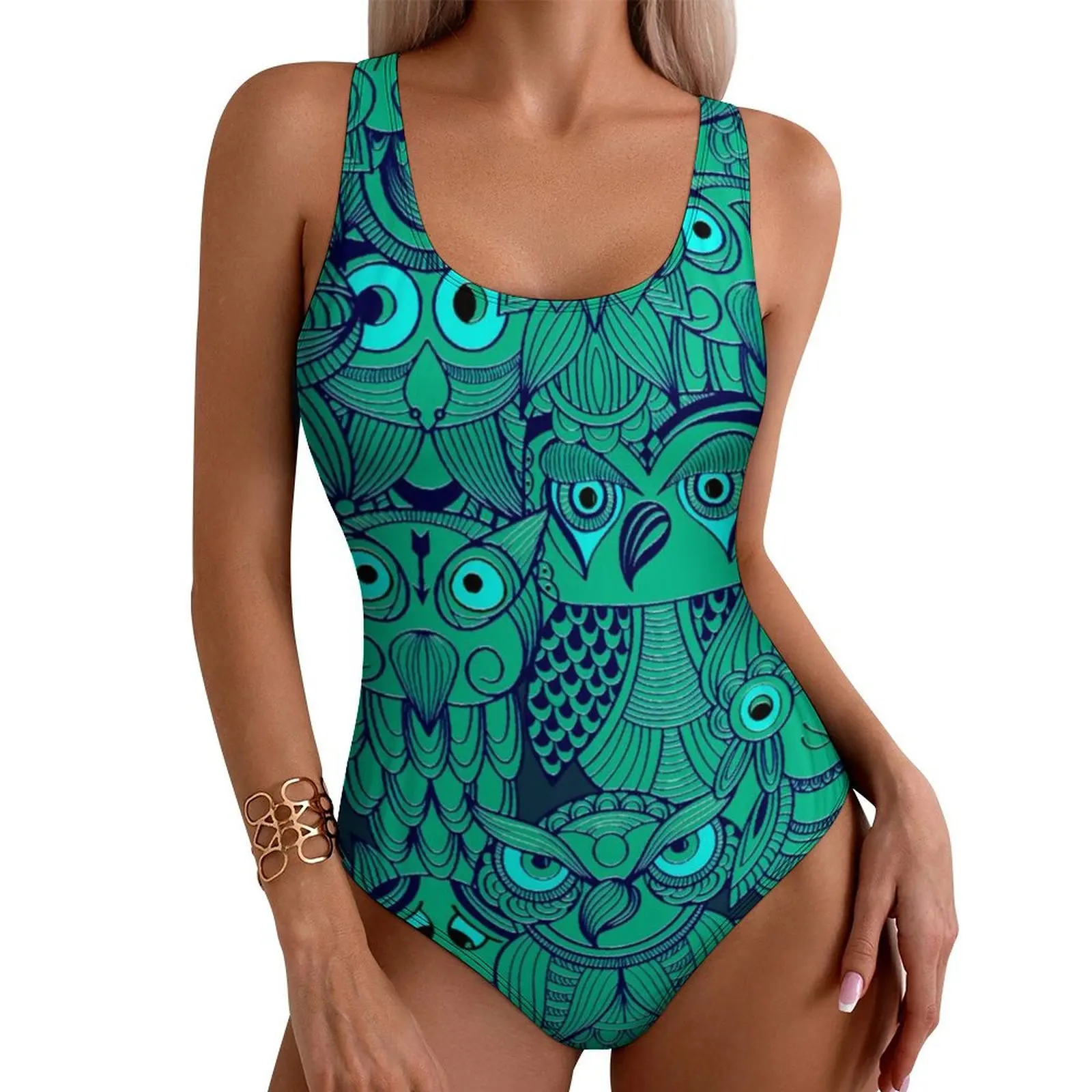 

Owl Eyes Swimsuit Tribal Spirit Totem Push Up Swimwear One-Piece Fitness Bathing Suits Bodysuit Sexy Design Beach Wear Plus Size