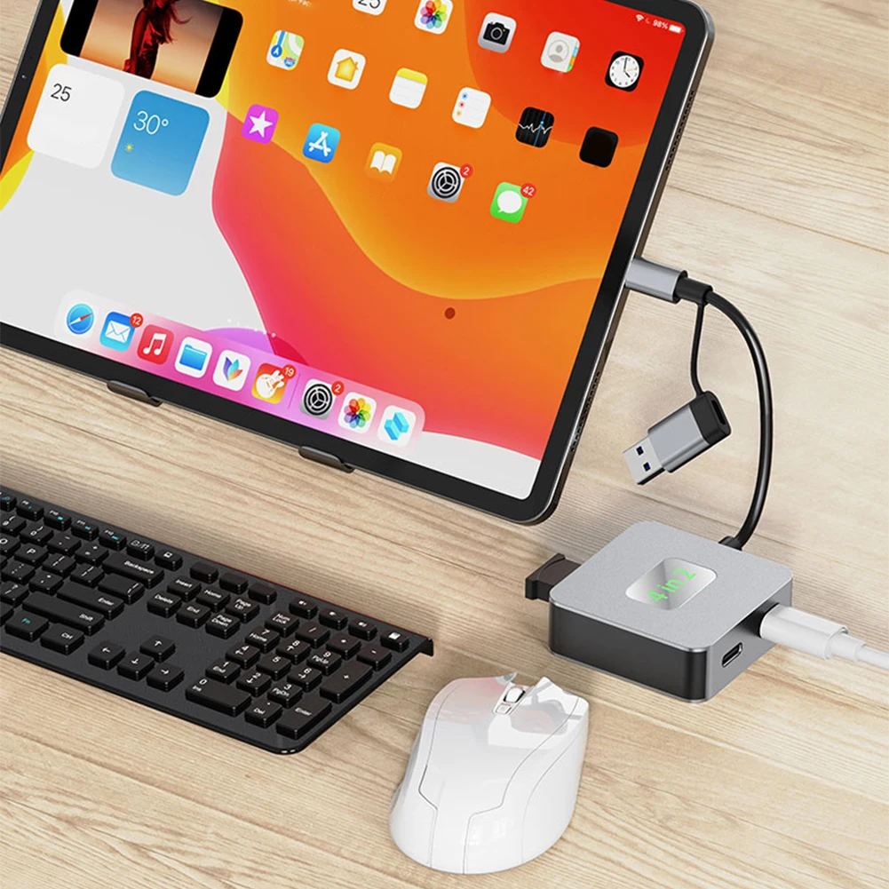 

USB 3.2 Hub 4 in 1 USB C Hub USB-C/USB-A To 10Gbps USB 3.2 Mini 4 Port USB Hub Docking Station Type C HUB Computer Accessories