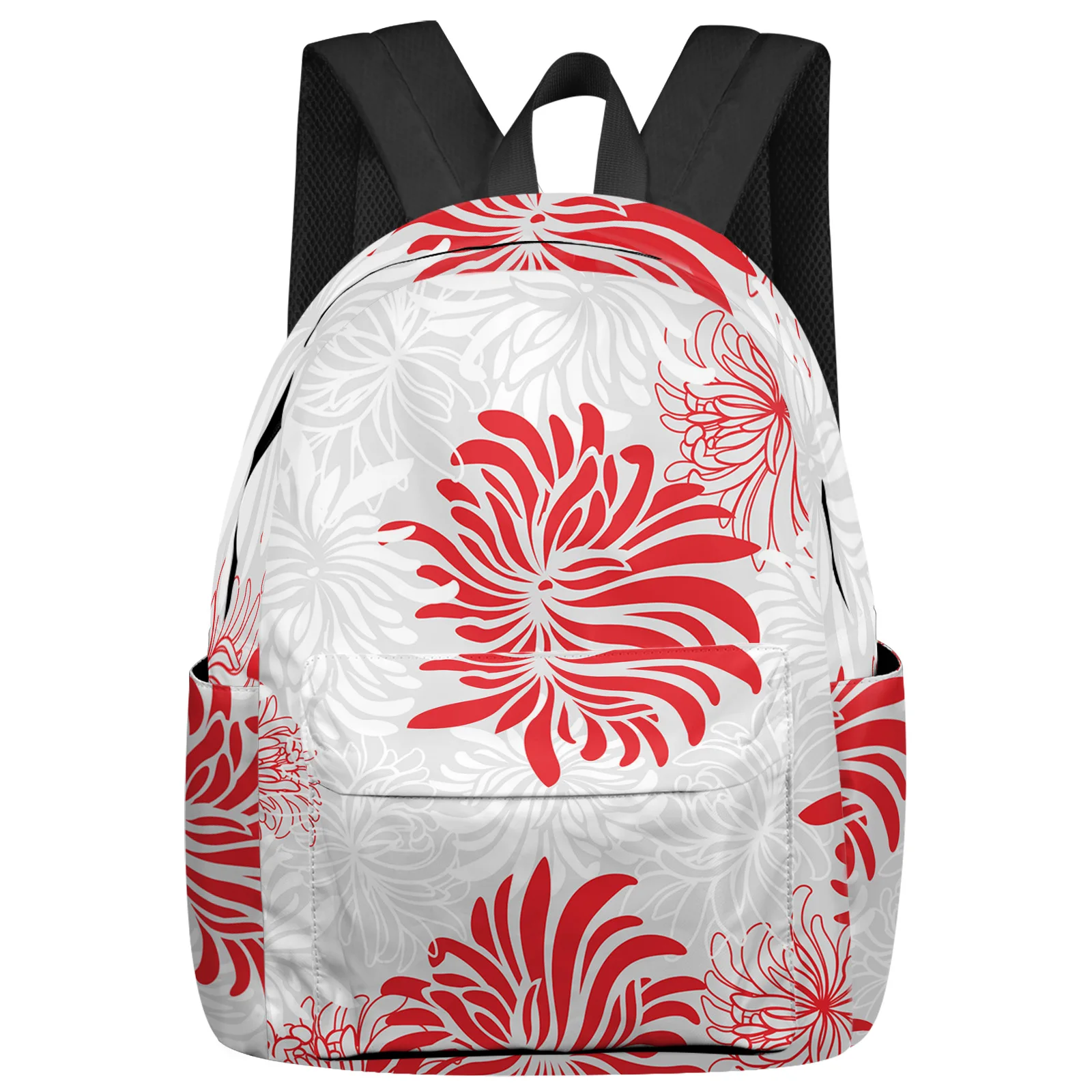 

Chrysanthemum Texture Red Ash Christmas Backpack Students Casual Travel Large Handbags High Capacity Schoolbag Teenager Bookbag