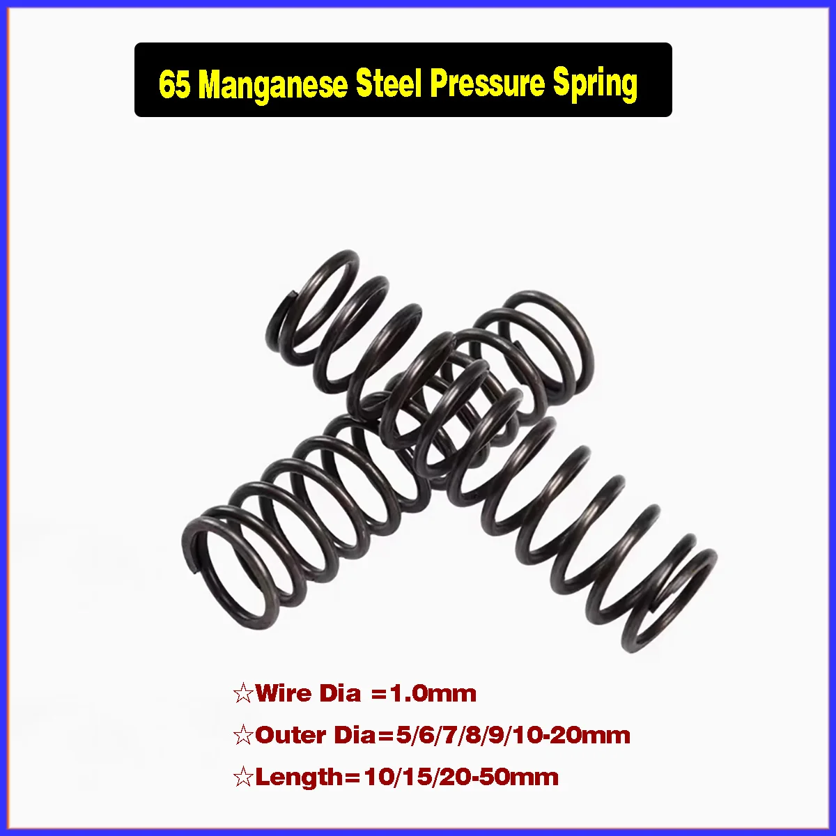 Wire Dia 1.0mm 65 Manganese Steel Pressure Spring Compression Springs High Elastic Blackening Spring  Outer Dia 5/6/7/8-20mm