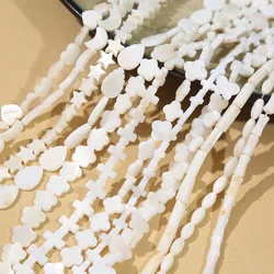 Natural White Freshwater Shell Beads Mother of Pearl Heart Cross Loose Spacer Bead for Jewelry Making DIY Necklace Bracelet