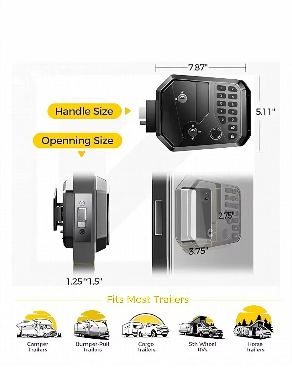 Electronic Intelligent RV Push Lock Cylinders Remote Control With Aluminum Alloy Key For Motorhome
