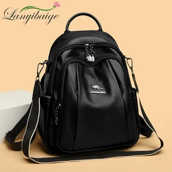 2024 New Women Backpack High Quality Genuine Leather Travel Bagpack Casual Lides Shoulder Bag School Bags For Teenage Girls Sac