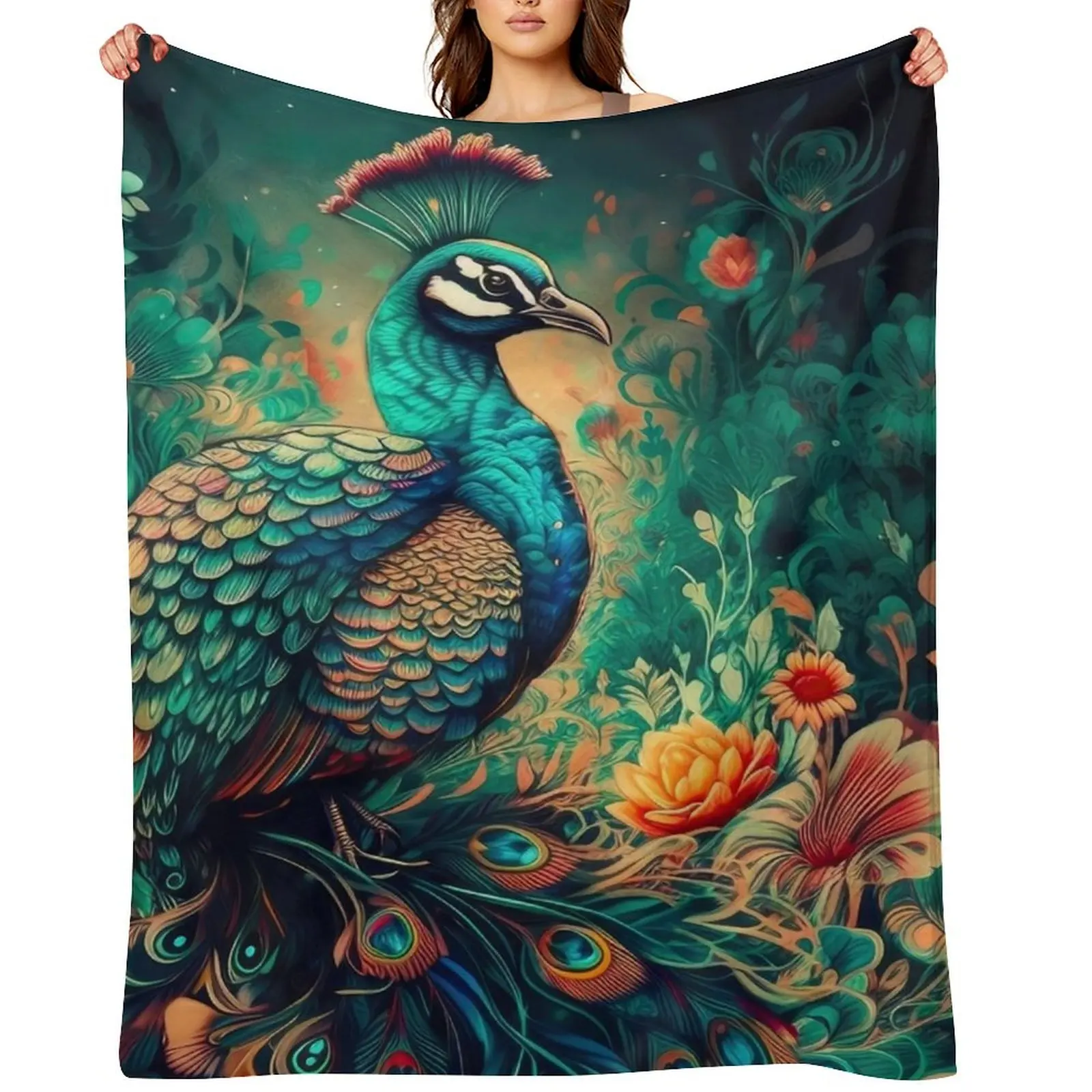 

Peacock Throw Blanket Fashion Sofas halloween Bed covers for sofa Blankets
