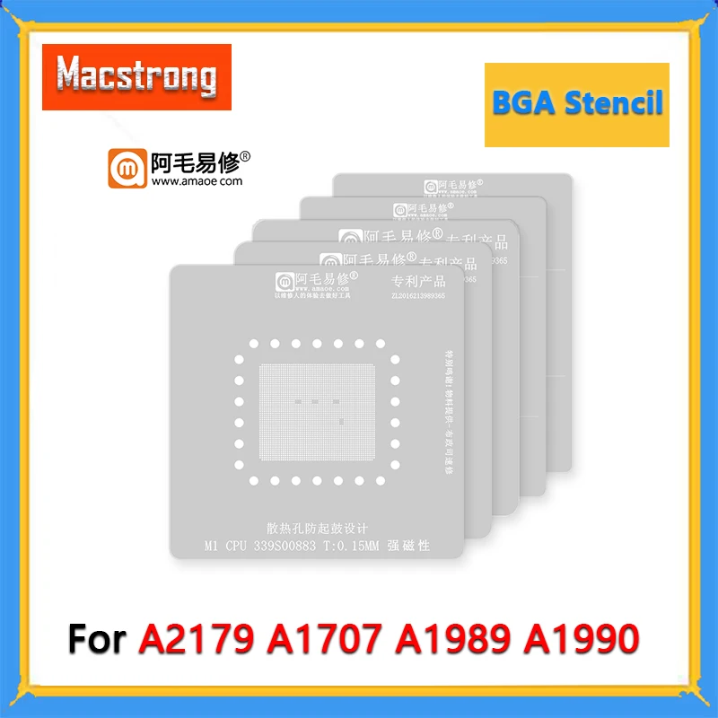 AMAOE M1 Max CPU BGA Stencil for Macbook Pro A1989 A1990 A2159-T2-P01CK8L08 A1707-T1-343S00136 A2179 DDR Chip IC Steel Mesh