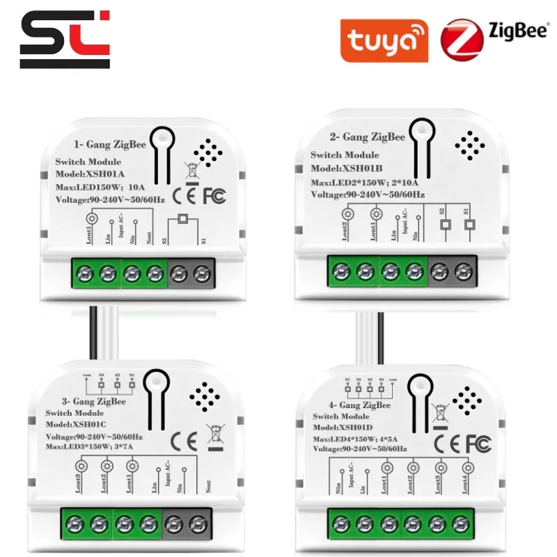 1/2/3/4 Gang Tuya Zigbee Wifi Switch Module Smart Home DIY Mini Breaker Intelligent Relay 10A Support 2 Way Alexa Google