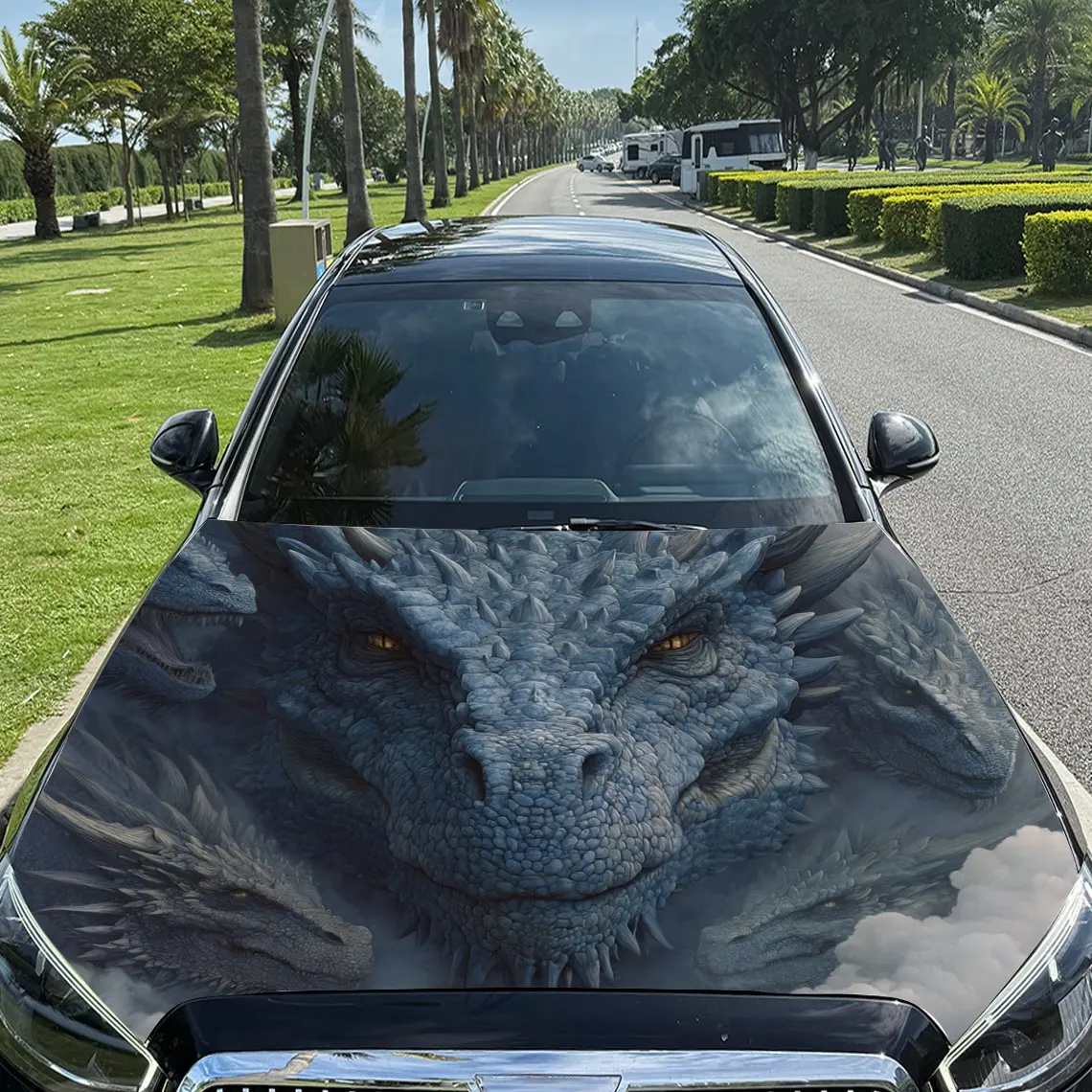 

Deep Blue Dragon Pattern car hood stickers, waterproof self-adhesive, scratch resistant, easy to stick, durable car PVC stickers