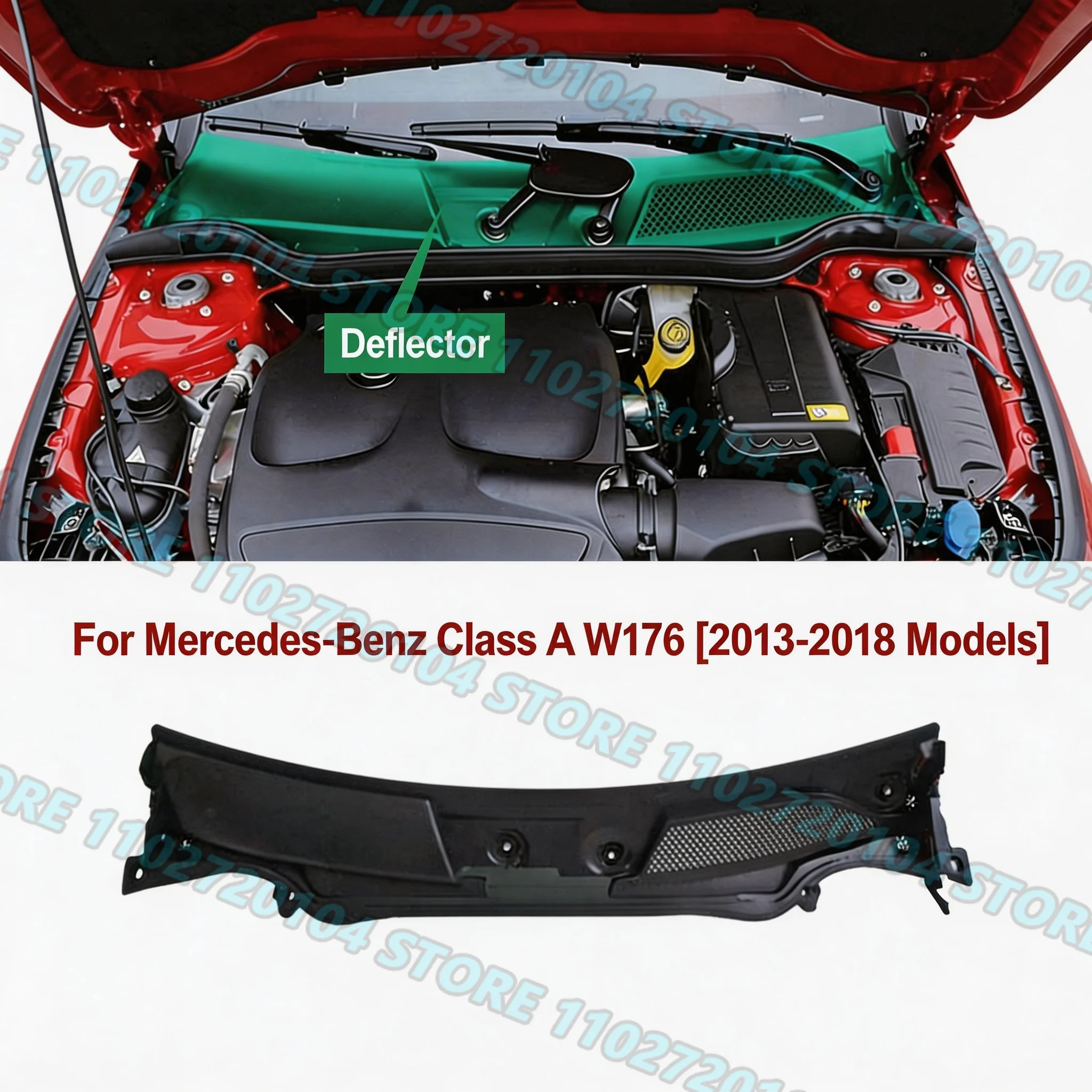 

Для Mercedes-Benz W176 A-Class 2013-2018 / W156 GLA-Class 2015-2019: решетка панели стеклоочистителя лобового стекла, левый руль, 1768300013