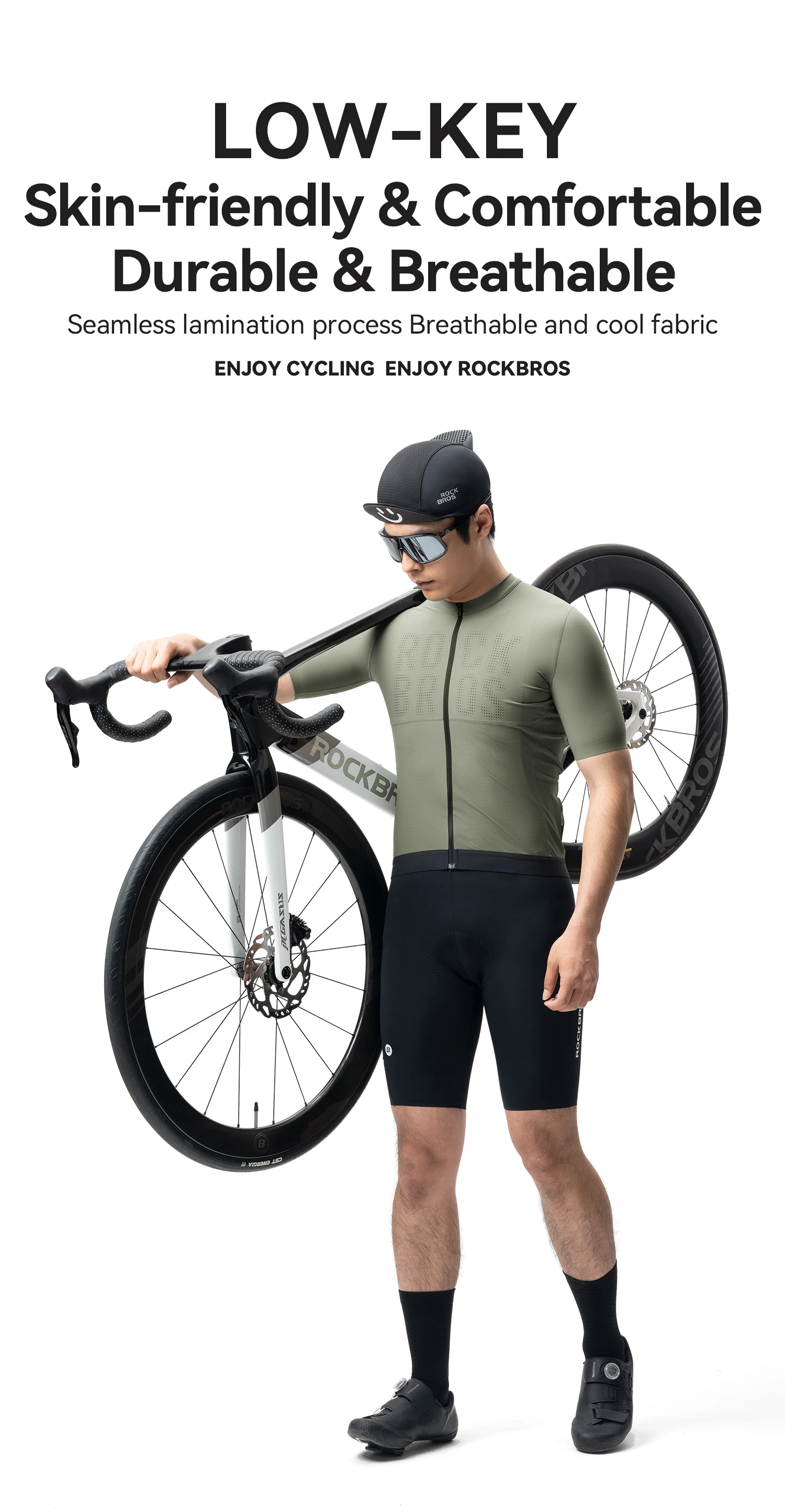 ROCKBROS Fahrradbekleidung Sommer Atmungsaktives Herren-Kurzarm-Fahrradtrikot Leichte Coole Rennrad MTB Fahrradbekleidung – Detail 1
