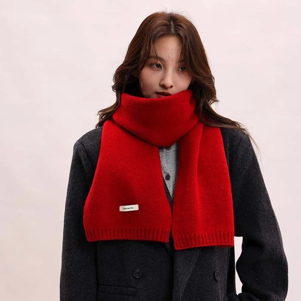 

Gifts Solid Color Knitting Wool Scarf Soft Windproof Long Thickened Neckscarf Versatile Cold-proof Winter Warmer Scarf Autumn