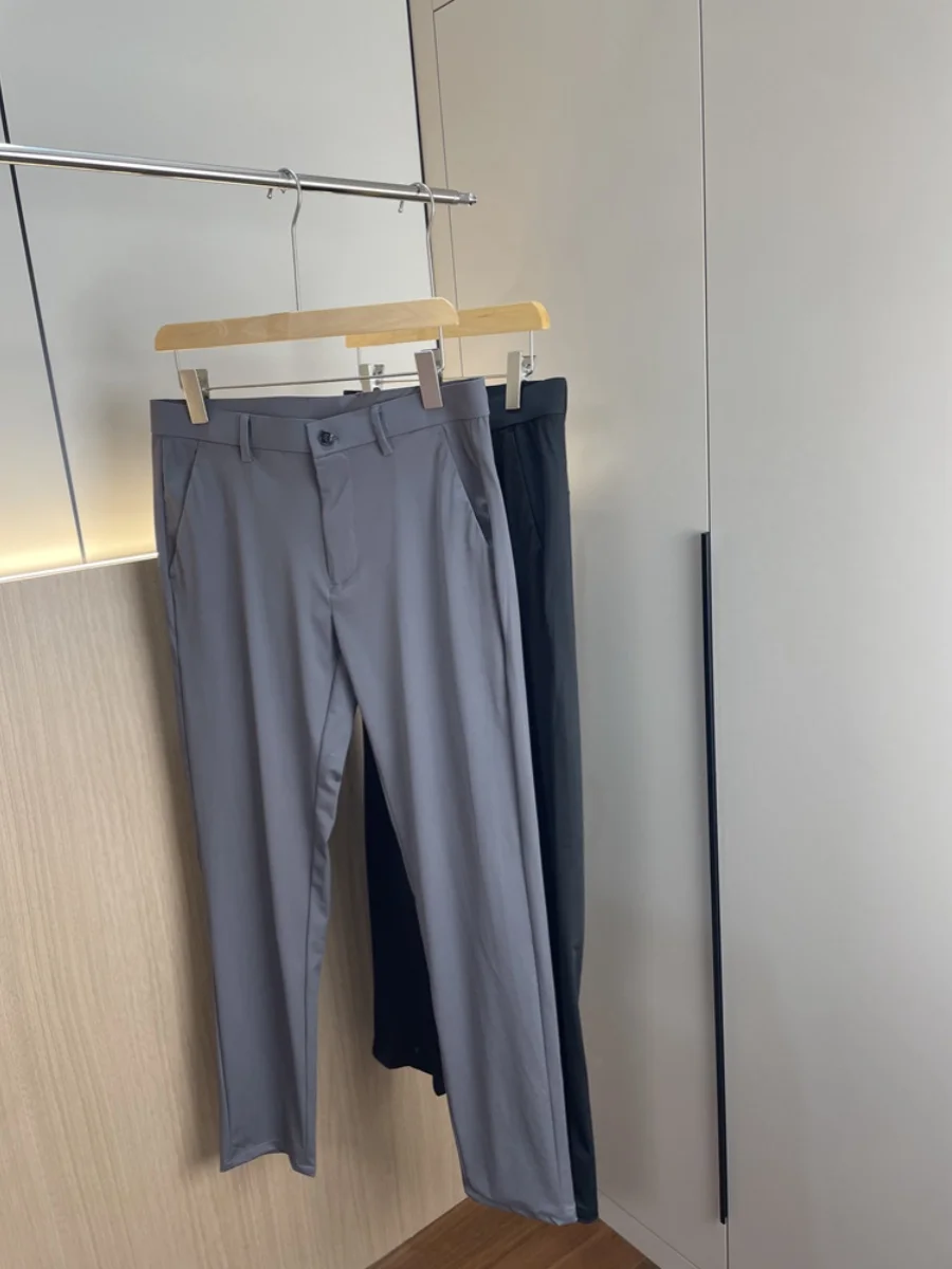 

Ice Silk Elastic Straight Leg Casual Pants Men's Summer Lightweight Comfortable Breathable Long Trousers Youth Faion