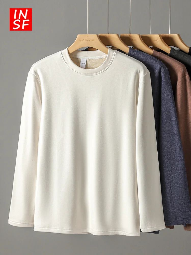 

Мужская термофутболка из плотной шерсти с длинным рукавом и круглым вырезом, базовый слой, бренд Insf, стандартный крой, защита от перегрева, сохранение тепла